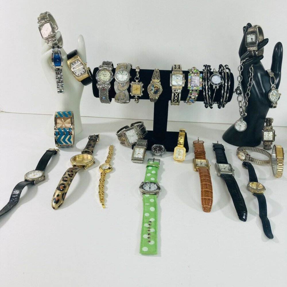 Lot of 28 Vintage to Modern Ladies Watches Untested Need Battery Repair Parts